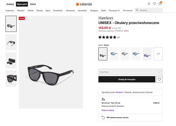 Zalando glasses page image