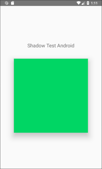 Shadow test on Android: adding elevation: 20