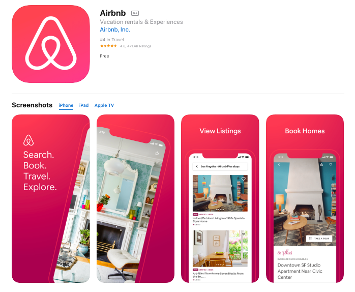 feautured screenshots aso aribnb