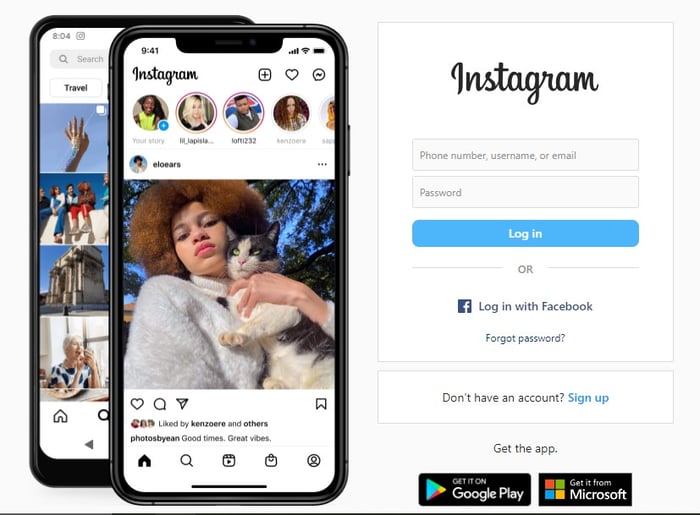 Instagram landing page screenshot