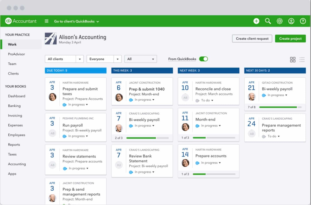 QuickBooks software screenshot