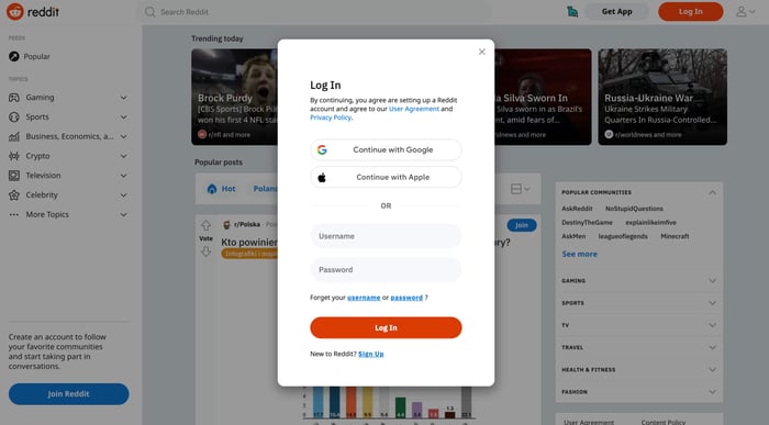 Reddit website screenshot