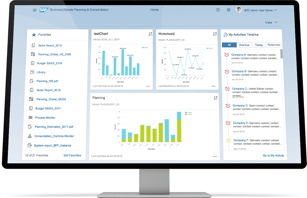 sap bpc dashboard