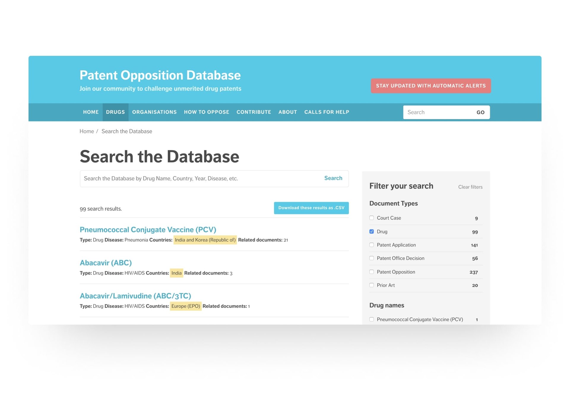 Search the Database feature